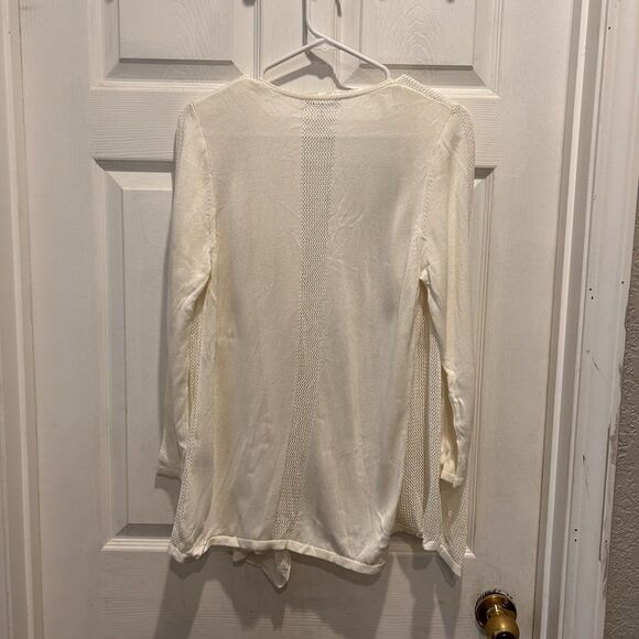 August Silk Women's Open Front Flowy Cardigan Viscose Off White Medium Beachy - Picture 5 of 8